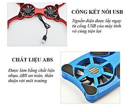 Quạt Tản Nhiệt Máy Tính Hình Bạch Tuộc BT11 Với 2 Quạt Tản Nhiệt Làm Mát Nhanh Chóng Máy Tính, Laptop - Hàng Nhập Khẩu
