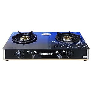 Bếp ga đôi mặt kính cường lực, đầu đốt đồng Kamachi KM-515X - Hàng Chính Hãng