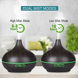 Máy Khuếch Tán Tinh Dầu 500ml Tặng 3 Chai Sả Chanh + Bạc Hà + Oải Hương 10ml Nhập Khẩu Ấn Độ | Xông Phòng 30m2 | Kèm Remote Điều Khiển | MKT19