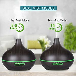 Máy Khuếch Tán Tinh Dầu 500ml Tặng 3 Chai Sả Chanh + Bạc Hà + Oải Hương 10ml Nhập Khẩu Ấn Độ | Xông Phòng 30m2 | Kèm Remote Điều Khiển | MKT19