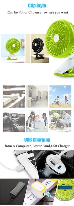 Quạt Sạc Kẹp Bàn Tích Điện QSBc-Sf001, Quạt Tích Điện Để Bàn Có Đế Kẹp Đa Năng QS ( Màu Ngẫu Nhiên), Quạt Usb Để Bàn Có Đế Kẹp