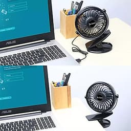 Quạt Mini Pin Sạc Kẹp Bàn Siêu Mát giải pháp tuyệt vời cho học sinh và dân văn phòng mùa hè này.- Màu đen