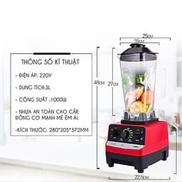 Máy xay sinh tố công suất lơn 1000W chuyên xay các loại nguyên liệu cứng, xay khô, dung tích 3000ml chất liệu lưỡi thép không gỉ, nhựa an toàn, thông dụng tiện ích cho đời sống