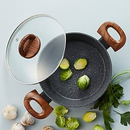 Nồi Nhôm Chống Dính Lock&Lock Baum Marble 2 Tay Cầm, Nắp Thủy Tinh LBU1202 (20cm)