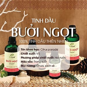 Tinh dầu Bưởi Úc 24Care 100ML - Chiết xuất thiên nhiên, khử mùi, thơm phòng, thư giãn tinh thần.