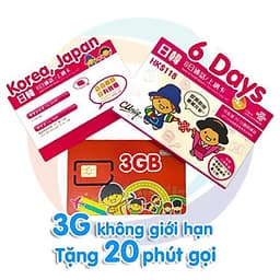 Sim Nhật Bản Và Hàn Quốc Joytel Mạng 4G Data Không Giới Hạn 6 ngày Có Phút Gọi 