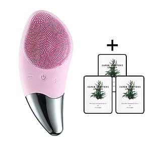 Máy Rửa Mặt Mini Massage Làm Sạch Sâu Tích Hợp Sóng Âm BR-1020 + Tặng 3 gói sữa rửa mặt thải độc Super Vegitoks Cleanser 3ml
