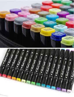 Bộ 80 bút màu Touch Mark màu đen cao cấp - Tặng 2 bút line đen và trắng