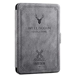 Combo Máy Đọc Sách Kindle Paperwhite Gen 10th (8GB - Màu Đen) và Bao da WELL BEGUN Màu Ghi Xám - Hàng Chính Hãng