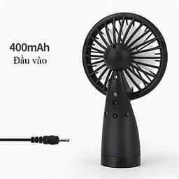 Quạt Cầm Tay Mini Tích Điện, Đế Chống Lật, Có Đèn Led-  Giao Màu Ngẫu Nhiên