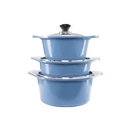 Bộ 3 nồi đúc ceramic cao cấp 2 tay cầm (20 – 22 –  24cm) tặng 1 cặp nhấc nồi sillicon (màu ngẫu nhiên)