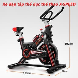 Xe đạp thể dục thể thao - xe đạp tập thể dục thể thao tại nhà X-SPEED tặng bóng bàn luyện phản xạ cao cấp + đồng hồ đo chỉ số + bình nước thể thao