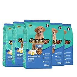 Combo 5 thức ăn cho chó con Ganador vị Trứng và Sữa Egg and Milk 400gr