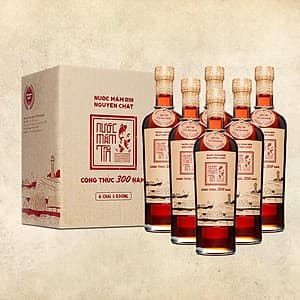 Thùng 6 chai nước Mắm Tĩn nhãn đỏ độ đạm 40N tự nhiên chai 500ml nước mắm rin nguyên chất truyền thống sạch từ cá cơm than muối tinh khiết sánh đặc thịt cá không chất bảo quản