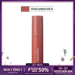 Son Tint Lì Mềm Mượt Innisfree Vivid Cotton Ink 4g