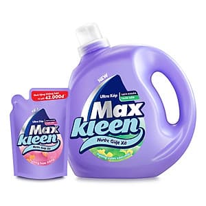 Combo Nước giặt xả Maxkleen: 1 Chai 2.4kg Vườn Sớm Mai + 1 Túi 600g hương Hoa Nắng