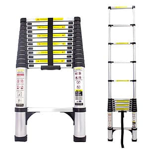  Thang nhôm rút gọn SUMIKA SK380 - Chiều cao tối đa 3.8m, chiều dài rút gọn 0.81m, hợp kim nhôm cao cấp, khóa chốt chắc chắn, đế cao su chống trượt, nhỏ gọn, di chuyển tiện lợi - Hàng chính hãng