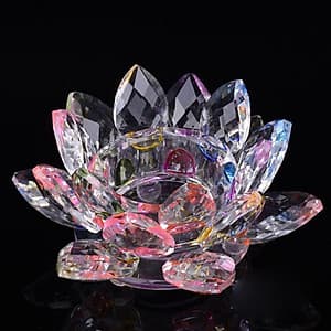 Ly Nước Thờ Pha Lê Hoa Sen Tím Cỡ Trung, Đế Sen Pha Lê - BH121