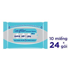 Combo 24 Gói Khăn Ướt Cồn Let-green (10 Tờ x 24)