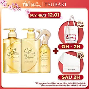 Bộ Ba Chăm Sóc Tóc Phục Hồi Ngăn Rụng Tóc Tsubaki Gội Xả (490ml/chai) + Xịt Dưỡng Tóc 220ml-95243