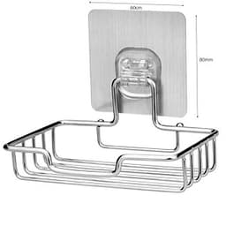 Kệ Xà Phòng Inox Dán Tường Có Kèm Móc Dán Tường - Khay Inox Đựng Xà Phòng Dán Tường Gạch Men Tiện Lợi Không Cần Khoan Tường