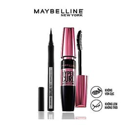 Bộ trang điểm mắt lâu trôi Mascara cong mi Hyper Curl và Bút kẻ mắt 36H không thấm nước Line Tatoo High Impact Maybelline New York