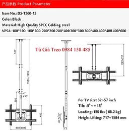 Giá treo tivi thả trần  NBT560-15 dùng cho tivi 32 - 65 inch siêu đẹp