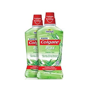 Bộ đôi Nước súc miệng Colgate diệt 99% vi khuẩn Plax trà xanh 500ml/chai