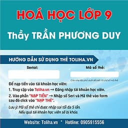 Học trực tuyến HOÁ HỌC LỚP 9 - Thầy TRẦN PHƯƠNG DUY - Toliha.vn 9 Tháng