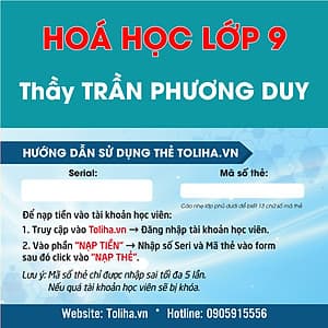 Học trực tuyến HOÁ HỌC LỚP 9 - Thầy TRẦN PHƯƠNG DUY - Toliha.vn 9 Tháng