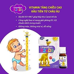 Vitamin hỗ trợ chống còi xương, tăng chiều cao cho trẻ sơ sinh và trẻ nhỏ LineaBon K2 + D3 