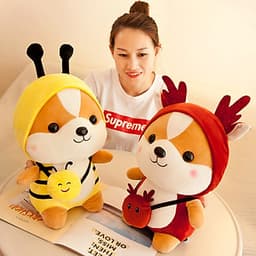 Thú Bông Chó Shiba Hóa Trang Tuần Lộc Đỏ Ngộ Nghĩnh 25cm