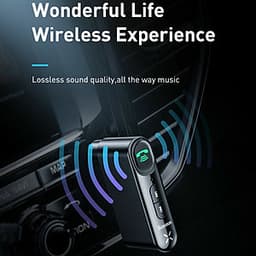 Bộ Bluetooth Receiver WXQY-01 dùng cho ô tô, xe hơi nhãn hiệu Baseus Qiyin AUX kết nối Bluetooth V5.0 thu tín hiệu âm thanh truyền từ các thiết bị di động và xuất ra cổng Audio AUX 3.5mm - Hàng Nhập Khẩu