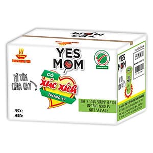Thùng 24 Ly Mì Tôm Chua Cay Xúc Xích Yes Mom (76G x 24 Ly)