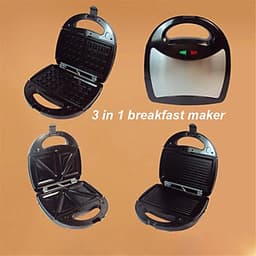 Máy làm bánh 3 trong 1 Sandwich - Waffle - Panini có vỉ nướng BBQ Máy làm bữa sáng 220V