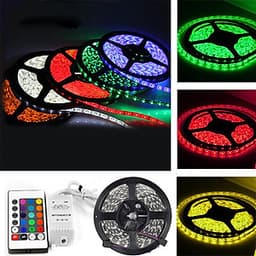 Bộ đèn led dây dán 5050 đổi nhiều màu RGB bằng điều khiển phủ silicon chống nước,  có sẵn keo dán trang trí bàn làm việc, tường thạch cao, ô tô