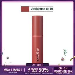 Son Tint Lì Mềm Mượt Innisfree Vivid Cotton Ink 4g